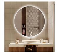 MESOVFCA LED Mirror with Lights for Bathroom, Lighted Wall Mounted, Time Temperature Display, Anti-Fog, Shatter-Proof, 3 Colors, Dimmable, A - Backlit/B - Front Lit Two Styles(A,70cm/27.6in)