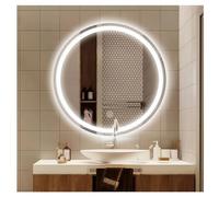 MESOVFCA LED Mirror with Lights for Bathroom, Lighted Wall Mounted, Time Temperature Display, Anti-Fog, Shatter-Proof, 3 Colors, Dimmable, A - Backlit/B - Front Lit Two Styles(B,70cm/27.6in)