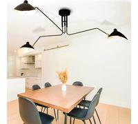 MESOVFCA Mid Century Modern Chandelier Black Arm Ceiling Light Adjustable Shade Pendant Lights, 3 Arm Large Chandelier Light Fixture for Living Room Bedroom