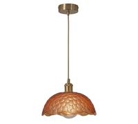 MESOVFCA Mid Century Modern Pendant Light Amber Tea Color Flat Dome Textured Glass Bedside Lamp Gold Metal Decoration Light Fixture for Dining Room Kitchen Island Bedroom Lighting