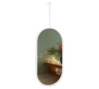 MESOVFCA Mirror for Ceiling Mount Clear Practical HD | Modern Oval Hanging Rod Mirrors Bathroom Vanity Makeup Mirror - White(50cmx80cm)
