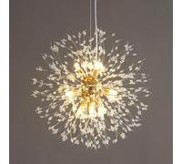 MESOVFCA Modern Crystal Chandeliers Firework, Crystal Light Fixture, Dandelion Chandelier for Living Room Dining Room Foyer Hallway Entryway Kitchen Bedroom,Gold,9Light