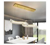 MESOVFCA Modern Dimmable K9 Crystal LED Pendant Light Double S Wave Steel Art Deco for Dining Room,Warm Atmosphere