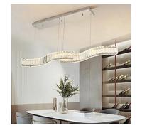 MESOVFCA Modern Dimmable K9 Crystal LED Pendant Light Double S Wave Steel Art Deco for Dining Room,Warm Atmosphere