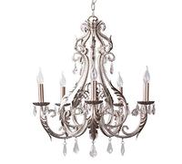 MESOVFCA Modern French Crystal Chandelier Farmhouse Pendant Lighting Rustic Ceiling Light Fixture for Dining Room Living Room Bathroom Bedroom Foyer,Retro,8 Lights