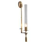 MESOVFCA Modern Nordic Wall Sconce Vertical Brushed Brass Bedside Reading Lamp Fluted Ribbed Glass Light Fixture for Bedroom Living Room Hallway Entrance Lighting