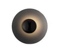 MESOVFCA Modern Round Iron Art Wall Sconce LED Backlit Circle Ambient Lighting Fixture Black Center Decorative Ceiling Lamp for Living Room Bedroom Hallway Cafe Decor Minimalist Style