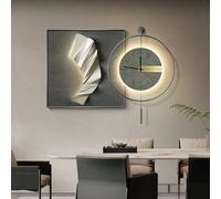 MESOVFCA Modern Wall Clock, 3D Wall Art Decor Clock, Abstract Geometric Decorative Painting, for Living Room Entrance(Gray2,80 * 120cm/31.4 * 47.2in)