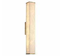 MESOVFCA Natural Alabaster Wall Sconce Lighting - Elegant Marble Vanity Light Fixture Long Linear Stone Design Brass Gold Mount for Living Room Bedroom T-155