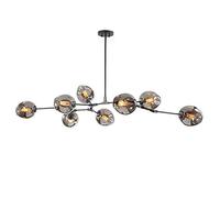 MESOVFCA Nordic Glass Ball Sputnik Chandelier, Antique Branch Pendant Light Globe Adjustable Hand Blow Glass Shade E27 Wrought Iron Antique Chandelier,Electroplating Smoke Gray,8-Lights