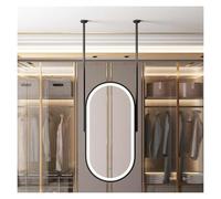 MESOVFCA Oval Ceiling-Mounted Mirror with LED Lighting and Dimmable in Three Colors, Suitable for Entryways, Cloakrooms, Home Decor(Black,60x100cm)