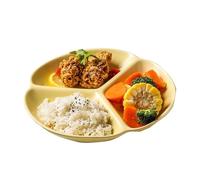 MESOVFCA Portion Control Plate，Divided Dinner Plate with 3 Sections, Veggies Fruits Snack Serving Platter， Adults for Bariatric, Diabetic, Camping & Lunch Use(Beige)