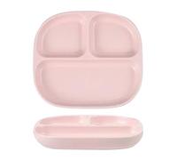 MESOVFCA Portion Control Plate for Weight Loss 7.6×8.5 Inch，Round Divided Plates for Adults, 3 Compartment Plates is Very Thick and Smooth, Suitable for Bariatric Diet-4Colours(Pink)