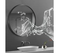 MESOVFCA Round Bathroom Mirror, Wall Mirror, Explosion-Proof Round Mirror, Wall Decorative Mirror(Black,40cm/15.7in)