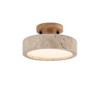 MESOVFCA Rustic Natural Travertine Stone Ceiling Light 3 Color Dimmable Flush Mount Lamp for Closet Entryway Hallway Corridor Aisle Bedroom Modern Interior Lighting Fixture 20cm Diameter Lamp