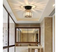 MESOVFCA Semi Flush Mount Crystal Ceiling Light, Clear Glass Shade Ceiling Light Fixture, Farmhouse Industrial Close to Ceiling Lamp for Kitchen Bedroom Bathroom Entryway,Black,Round