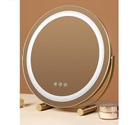 MESOVFCA Smart Touch Control, 3-Color Dimmable Round Vanity Mirror, Metal Frame, 36o° Rotation Makeup Mirror, for Bedroom Table or Desk(B - Gold,40 * 43CM/15.7 * 16.9IN)
