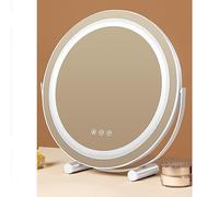 MESOVFCA Smart Touch Control, 3-Color Dimmable Round Vanity Mirror, Metal Frame, 36o° Rotation Makeup Mirror, for Bedroom Table or Desk(A - White,40 * 43CM/15.7 * 16.9IN)