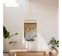 MESOVFCA Suspended Ceiling Mirrors Hanging Rod Mirror Decorative Vanity Ceiling Mounted Aluminum Alloy Frame for Home Hotel Hallway Entrance Hall(Gold,40 * 110cm/16"*43")