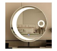 MESOVFCA Vanity Mirror with Lights, Round Moon Desk Mirror, 3 Colors Dimable, Smart Touch Makeup Mirror, Metal Frame, Birthday Gifts(B - Black,40 * 50cm/15.7 * 19.7in)