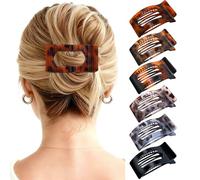 Mesovor 6 Pack Flat Claw Clips for Women, Strong Hold French Flat Hair Clips for Thick Thin Hair | 3.94" Nonslip Large Square Lay Flat Hairclips (Tortoise Polished)