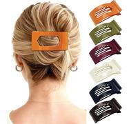 Mesovor 6 Pack Flat Claw Clips for Women, Strong Hold French Flat Hair Clips for Thick Thin Hair | 3.94" Nonslip Large Square Lay Flat Hairclips (Solid Color Polished)