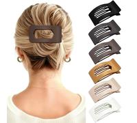 Mesovor 6 Pack Flat Claw Clips for Women, Strong Hold French Flat Hair Clips for Thick Thin Hair | 3.94" Nonslip Large Square Lay Flat Hairclips (Neutral Matte)