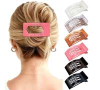 Mesovor 6 Pack Flat Claw Clips for Women, Strong Hold French Flat Hair Clips for Thick Thin Hair | 3.94" Nonslip Large Square Lay Flat Hairclips (Transparent)