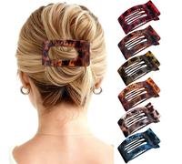 Mesovor 6 Pack Flat Claw Clips for Women, Strong Hold French Flat Hair Clips for Thick Thin Hair | 3.94" Nonslip Large Square Lay Flat Hairclips (Tortoise Colorful)