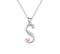 Mesovor 925 Sterling Silver Necklaces for Women, Dainty Initial Name Necklace with Rose Gold Heart, Jewellery Gifts for Family Mother Sister Daughter Wife (Letter-S)