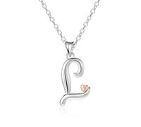 Mesovor 925 Sterling Silver Necklaces for Women, Dainty Initial Name Necklace with Rose Gold Heart, Jewellery Gifts for Family Mother Sister Daughter Wife (Letter-L)