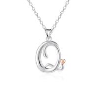 Mesovor 925 Sterling Silver Necklaces for Women, Dainty Initial Name Necklace with Rose Gold Heart, Jewellery Gifts for Family Mother Sister Daughter Wife (Letter-Q)