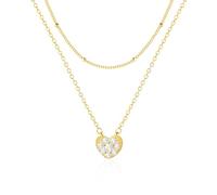 Mesovor Gold Layered Necklaces for Women Girls, 18K Gold Plated Diamond Disc Heart Coin Round Pendant Choker Necklace Jewelry Gifts (Gold-Love)