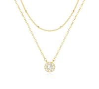 Mesovor Gold Layered Necklaces for Women Girls, 18K Gold Plated Diamond Disc Heart Coin Round Pendant Choker Necklace Jewelry Gifts (Gold-Coin)