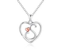 Mesovor Initial Heart Necklaces for Women, Sterling Silver Necklace with Rose Gold Heart | Personalized Jewelry Gifts for Mother Wife Daughter Sister (Letter-S)