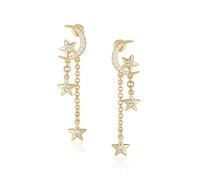 Mesovor MESOVOR Moon Star Dangle Earrings, 16K Gold Plated Drop Tassel | Sparkling Zirconia Asymmetrical Earrings for Women Girls (Gold 01)
