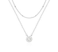 Mesovor Silver Layered Necklaces for Women Girls, 18K Gold Plated Diamond Disc Heart Coin Round Pendant Choker Necklace for Wedding Party (Silver-Coin)