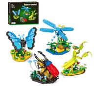 mesproud Ideas Insect Collection Toys Bugs Building Set Life Size Blue Morpho Butterfly Hercules Beetle Dragonfly Chinese Mantis Display Model Nature Decor Gift for Adults Boys Girls