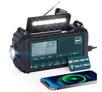 Mesqool 5000mAh Emergency DAB+/FM Radio with Rechargeable Battery, Solar Wind Up Charging, Torch, Reading Light & USB Power Bank, Portable for Camping, Hiking & Outdoor