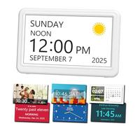 Mesqool 7" Digital Calendar Clock - 20 Custom Alarms & Reminders, Auto-Dimming Display, 12 Themes, 18 Ringtones, Photo Frame, Snooze, Easy-to-Read Dementia Alarm Clock for Elderly, White