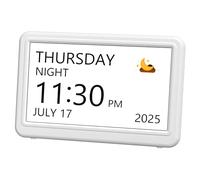 Mesqool 7" Digital Calendar Day Clock for Seniors, Easy-Read Dementia Clock for Elderly with 20 Alarms & Reminders, Auto-Dimming, 12 Themes, 18 Ringtones, Photo Frame, Snooze (White)