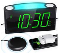 Mesqool Alarm Clock for Heavy Sleepers & Deaf People, Vibrating Alarm Clock with Bed Shaker, Bedside Clock with Night Light, LED Display, Dual USB Charging Port, Snooze, DST, 12/24H