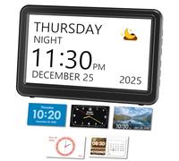Mesqool Calendar Clock with Days Dates and Time, Digital Dementia Clock with 20 Alarms & Custom Reminders, 7'' Large Number Display, Auto Dimmer and Photo Frame for Elderly