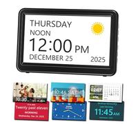 Mesqool Dementia Clock with 20 Alarms & Custom Reminders, Digital Calendar Clock with Days Dates and Time, 7'' Large Number Display, Auto Dimmer and Photo Frame for Elderly