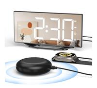 Mesqool Digital Alarm Clock with Bed Shaker, Vibrating Dual Alarm for Heavy Sleepers, 8.7" Dimmable LED Mirror Display, 7-Level Volume & Brightness, Snooze, DST, USB Charger