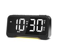 Mesqool Digital Bedside Clock - White LED Alarm Clock for Bedrooms, 5 Brightness & Volume Levels, Dual Alarms, USB Powered, Extra Loud for Heavy Sleepers, Snooze, 12/24H, DST