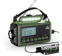 Mesqool Portable Wind Up Hand Crank and Solar Powered Radio with USB Phone Charger, Emergency Radio with SOS Alarm and Flashlight, AM/FM/SW Radio with 12000mAh Rechargeable Battery for Outdoor