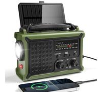 Mesqool Portable Wind up Radio, 5-Way Powered AM/FM Emergency Radio with 12000mAh Battery, Solar & Hand Crank Charging, IPX6 Water-Resistant, SOS Alarm, 5W Flashlight for Camping, Hiking, Green
