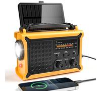 Mesqool Portable Wind up Radio, 5-Way Powered AM/FM Emergency Radio with 12000mAh Battery, Solar & Hand Crank Charging, IPX6 Water-Resistant, SOS Alarm, 5W Flashlight for Camping, Hiking