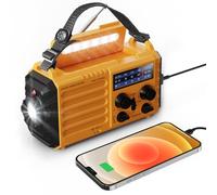 Mesqool Wind Up Radio Solar Powered, 5000mAh Emergency Hand Crank AM FM Radio with Flashlight, Reading Lamp, USB Phone Charger, SOS Alarm and Compass